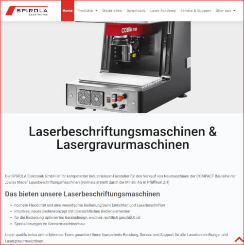 SPIROLA Elektronik GmbH: Schweizer Unternehmen für Laserbeschriftungsanlagen, Lasergravurmaschinen