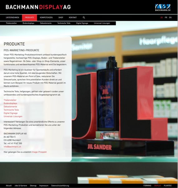 Bachmann-Display.ch: Spezialist für POS-Material, Displays, Thekensteller, Digital Signage etc.